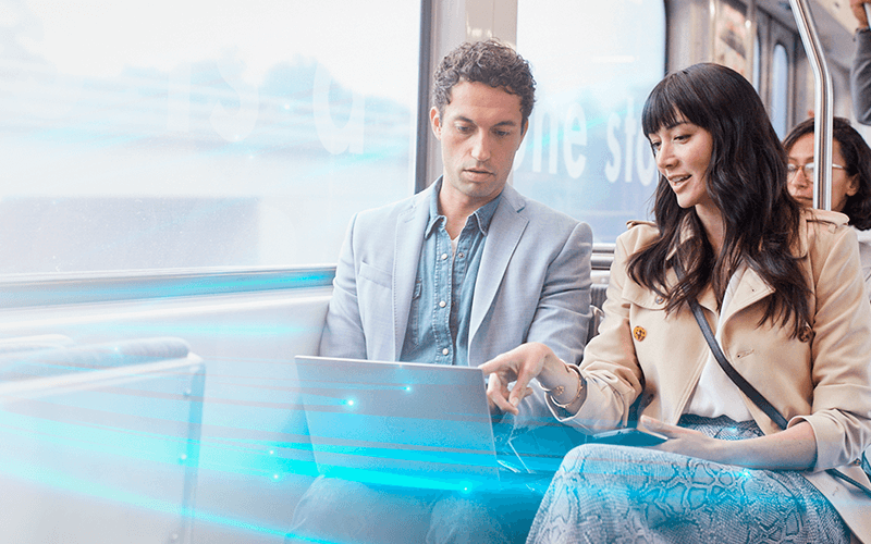 Professionals using laptop