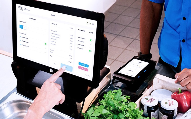 Employee using POS 
