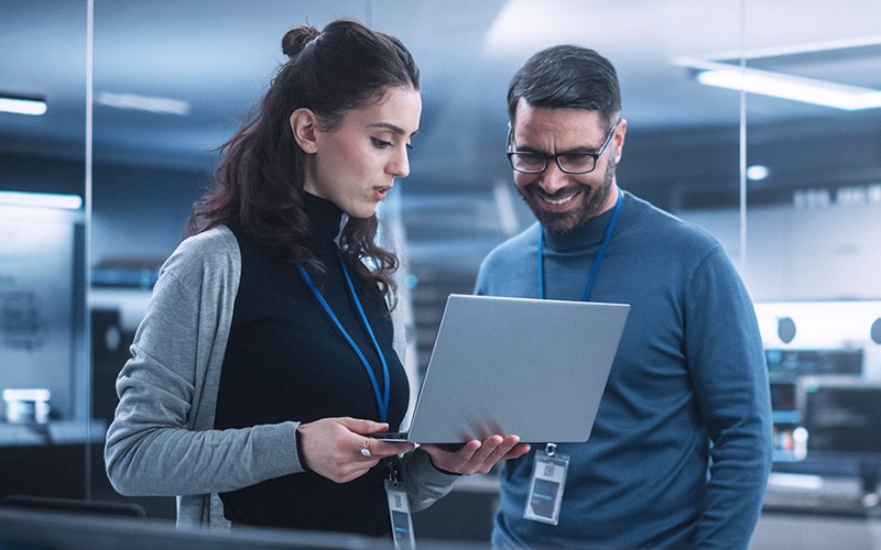 Teammates working together at the office