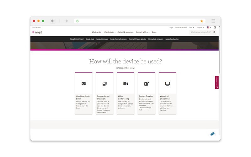 Google Chrome OS Device Selector Browser screenshot