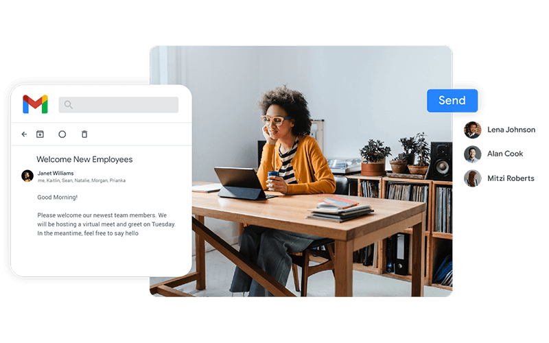 Woman with glasses working