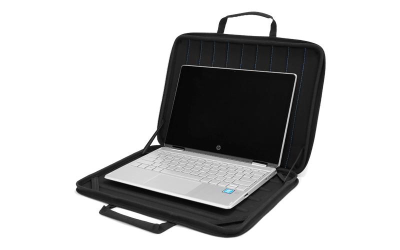 HP backpack on chair 