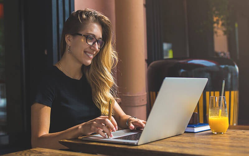 Woman working using a laptop