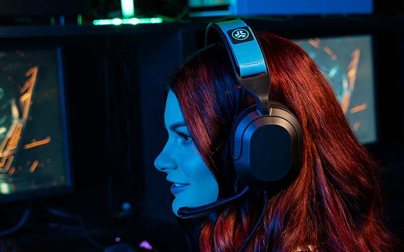 Woman using a JLab headphones