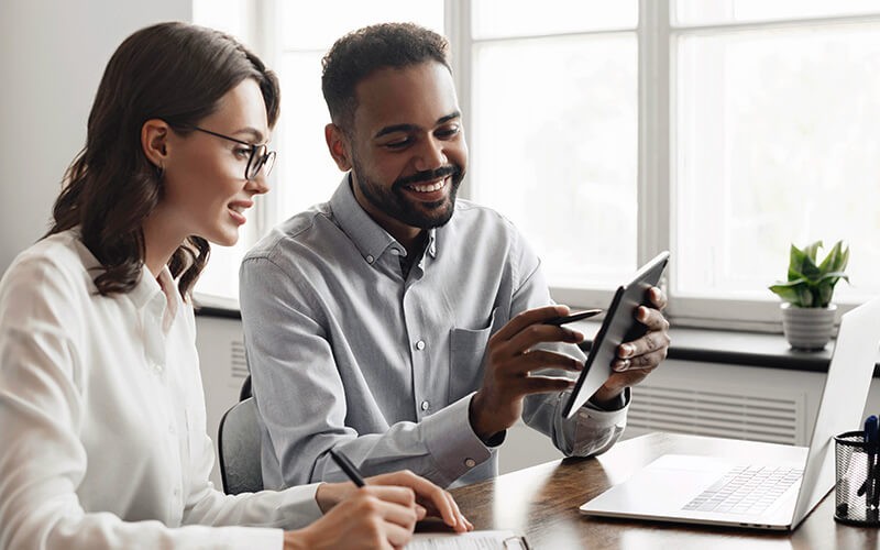 Two person collaborating with each other