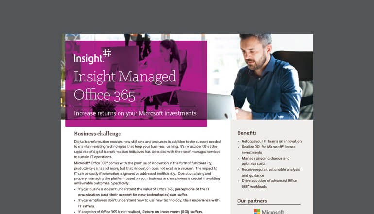Cover of the Insight Managed Office 365 solution brief
