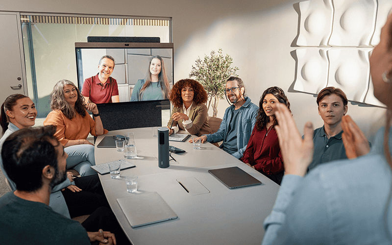 Teammates having a meeting in a medium spaces