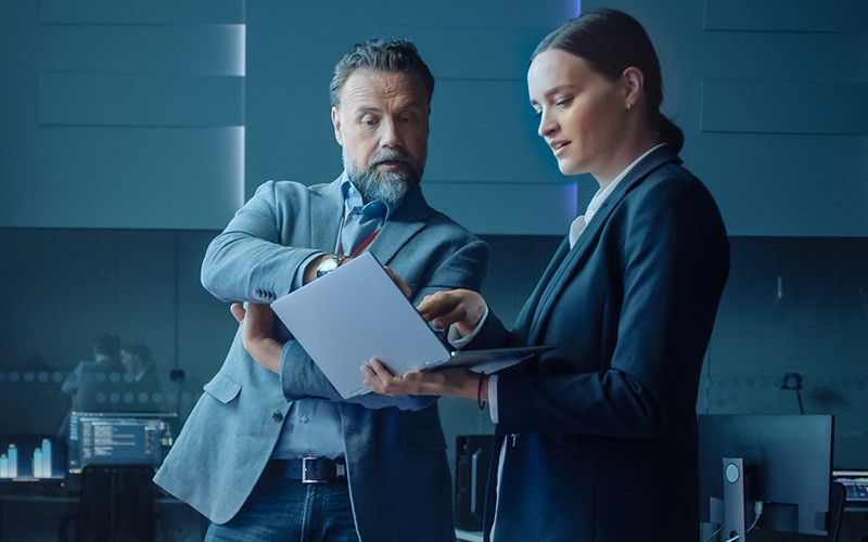 Professional using a laptop