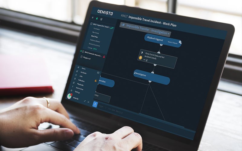 Close up of Demisto dashboard on laptop device