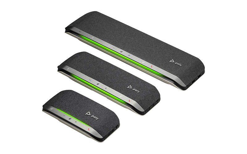 Different sizes of Poly Sync Bluetooth speakerphones