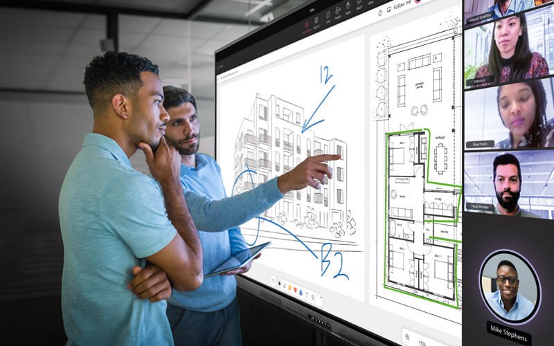 Business professionals using ActivPanel Titanium Pro in meetings