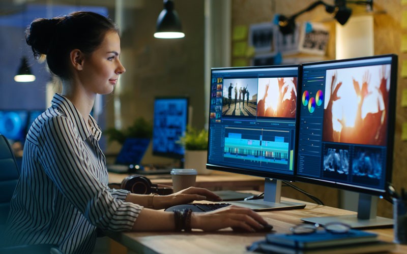 Woman working on laptop