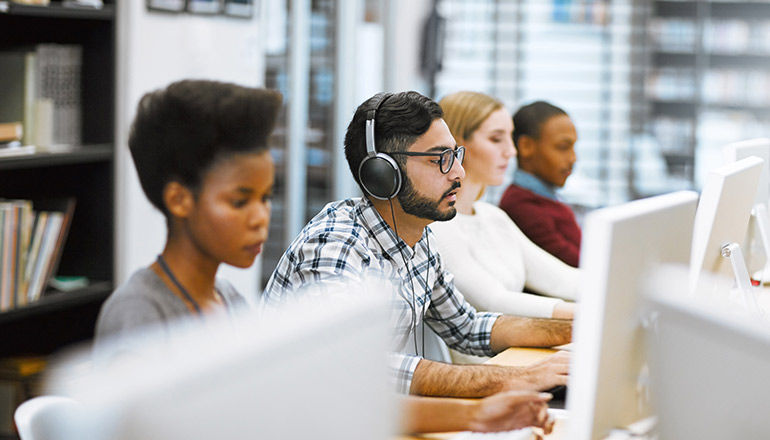 work team using computer