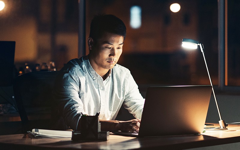 Professional working on laptop