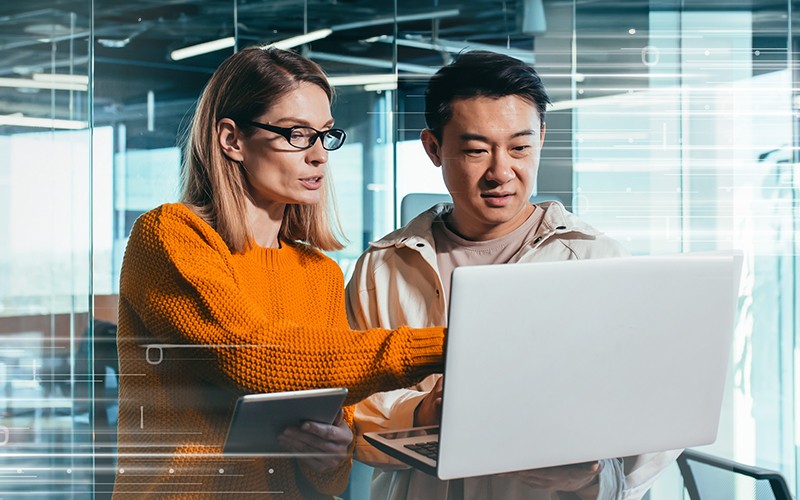 Two professionals collaborating