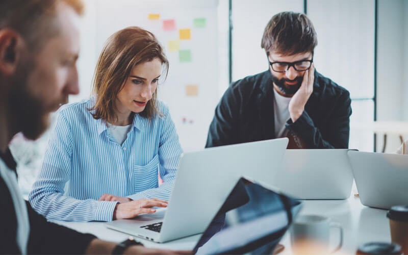Team working at table