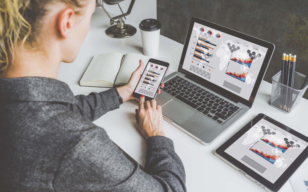 Woman using a laptop