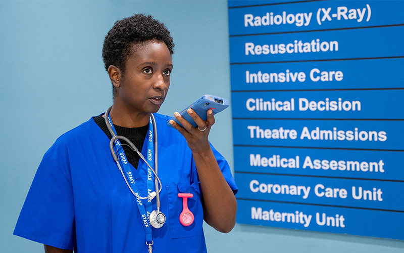 Healthworker using mobile device