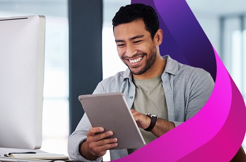 That's a Wrap man with tablet