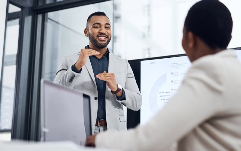 Our technology project management services improve process efficiency and effectiveness Business professional presenting project management strategy